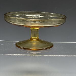 Vtg‎ Depression Glass Round Pedestal Candle Holder Or Cheese Dish Amber Yellow